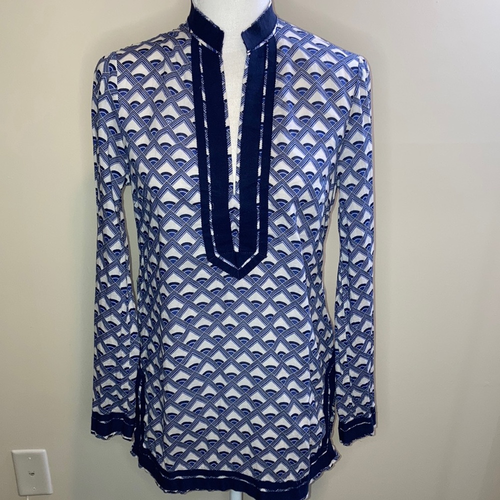 Tory Burch Light Tunic White Blue 6